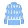 Women's Loose Floral Print Stand Collar Long Sleeve Cotton And Linen Top