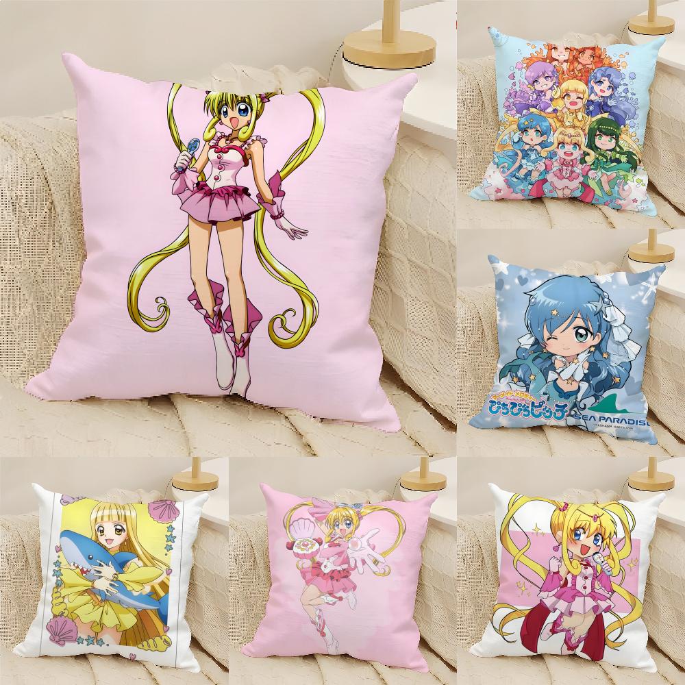 Comic Anime M-Mermaid Melody Pichi Pichi 2 Pillow Case Cotton Linen Fabric Square Zipper Pillowcase Home Decorative Living Room