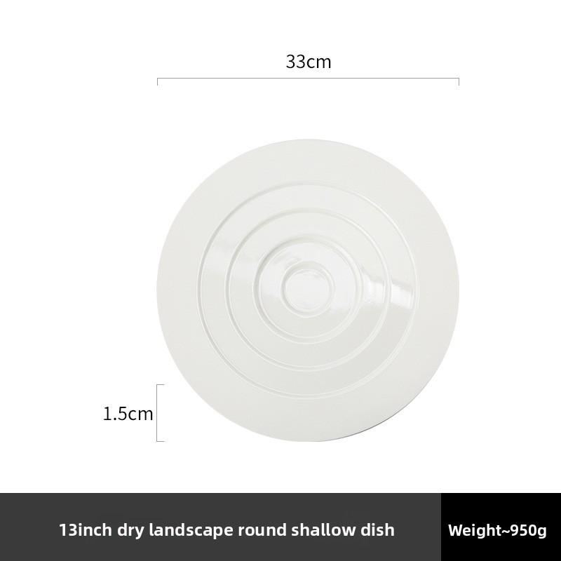 European White Porcelain Round Plate Hotel Steak Plate Western Dining Plate Simple Restaurant Dessert Cake Dishe Kitchen Utensil