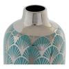 Vase - Design Oriental - Turquoise - Porcelaine - 41,5 Cm - Finition Chromée