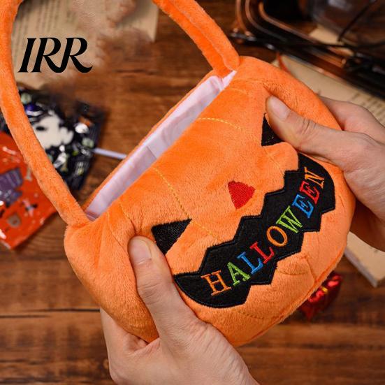 Cute Pumpkin Handbag Halloween Treat Bag, Portable Candy Tote for Kids, Large Capacity Comfortable Handle Trick or with Soft Handle, Party Favor Gift