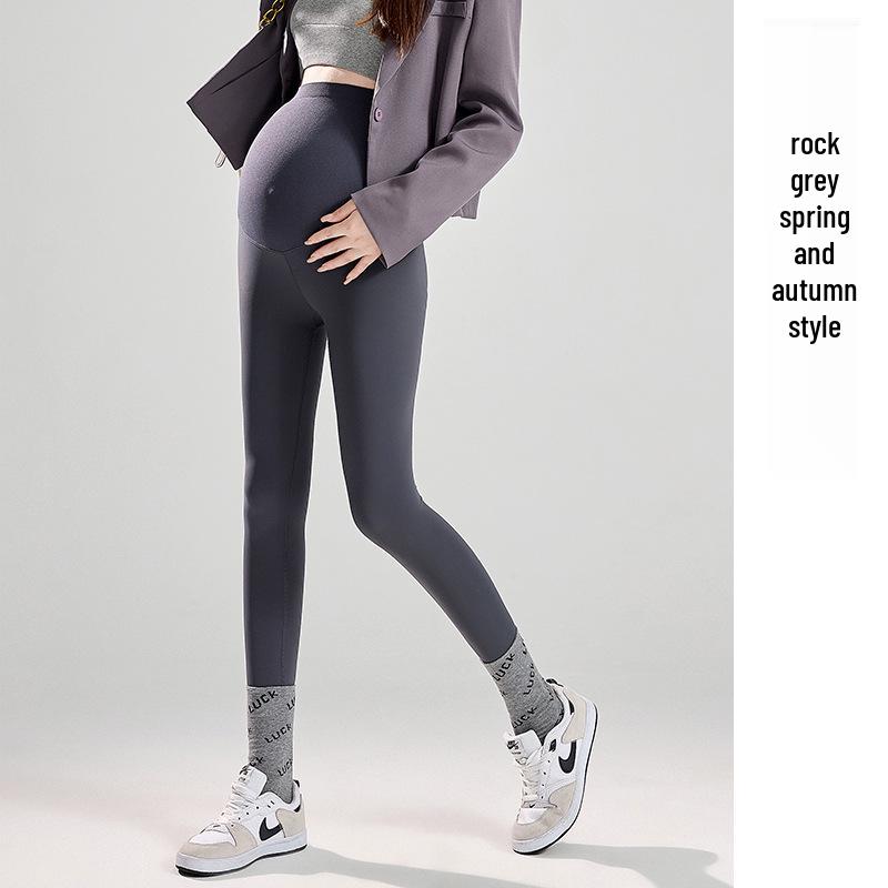 Nahtlose Umstands-Sharkskin-Leggings mit Bauchstütze und Samtfutter für Herbst und Winter