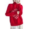 Autumn And Winter New Jacquard Knitted Sweater Turtleneck Retro Red Wool Sweater Edelweiss Design Bottoming Shirt