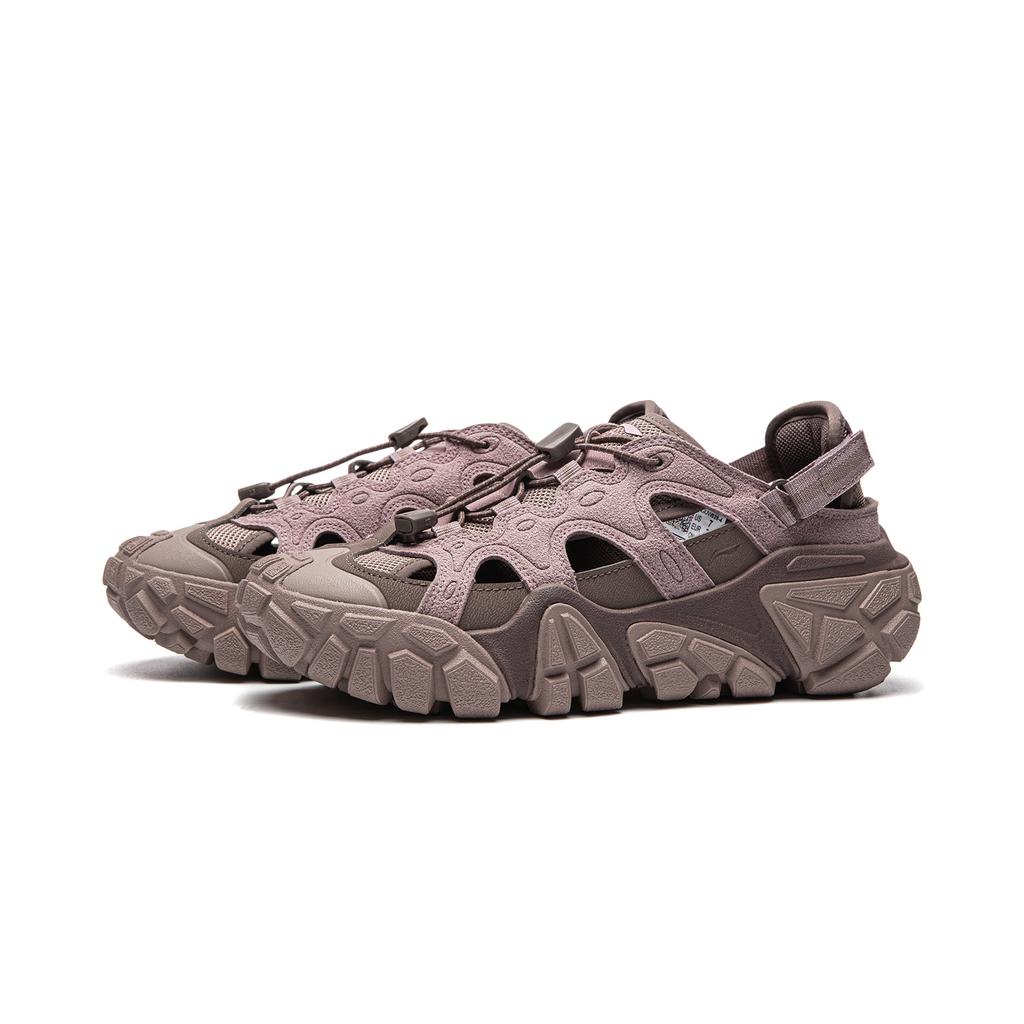 Li-Ning Dune Synthetic Leather Fabric Trendy Comfortable Breathable Water Shoes Women Shoes Pink Brown AGUW028-4