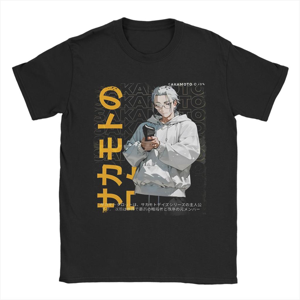 Kawaii Sakamoto Days T-Shirt Men 100%Cotton Short Sleeve Manga Anime Round Neck Summer Tops Shirts