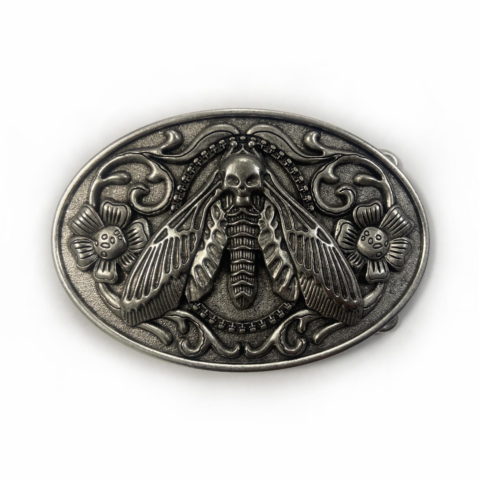 Men s Casual Fashion Moth Skull Alloy Belt Buckle, 4.0cm, Trendy Personalized Design