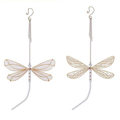 Dragonfly Crystal Sun Catcher Metal Wing Transparent Wind Chime For Patio Garden Lawn Wedding Wall Decor Window Hanging Decor