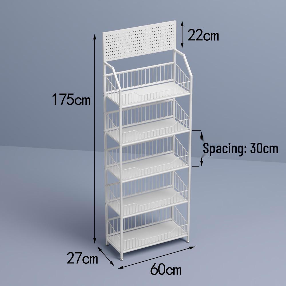 Freestanding Multilayer Snack & Beverage Display Rack for Convenience and Home Use