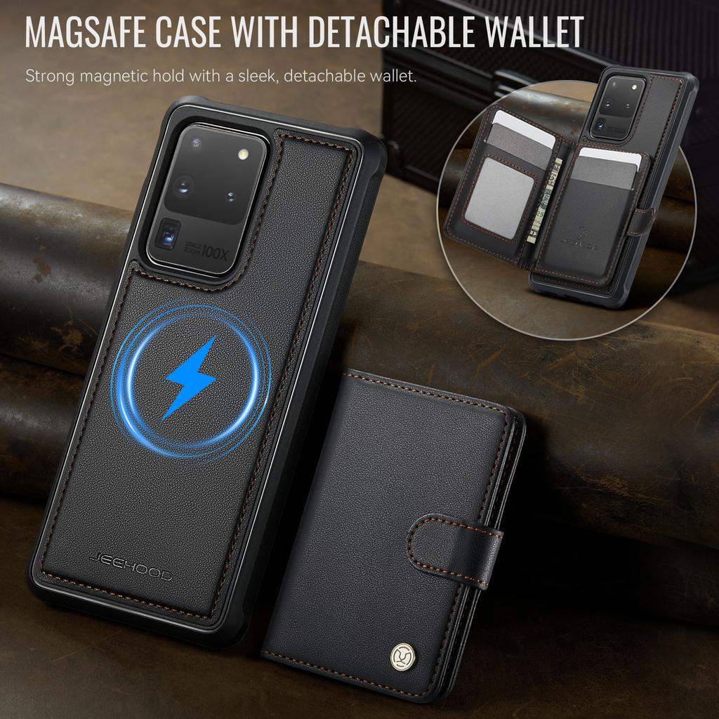 For Samsung Galaxy S20 Ultra Case JEEHOOD J09 RFID Blocking Card Holder Leather Back Phone Cover Magnetic Case