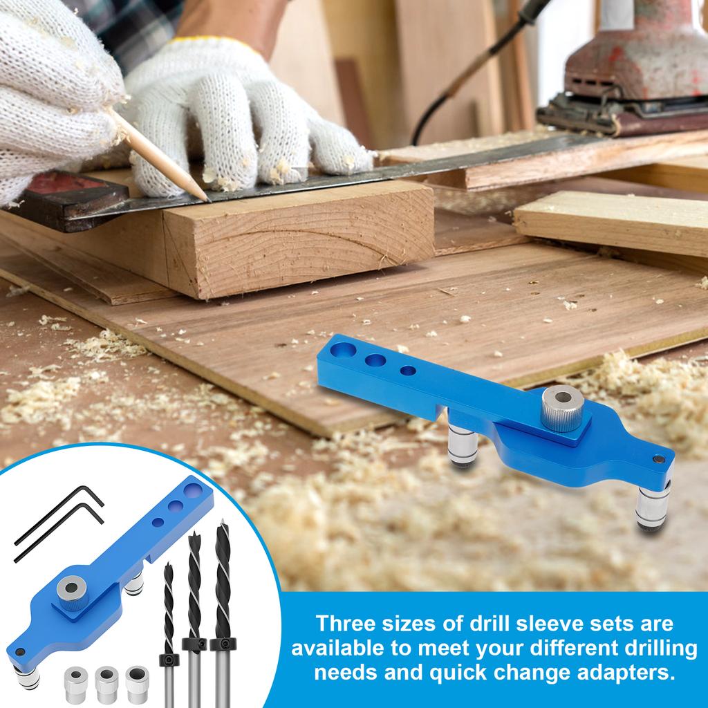 Dübelbohrlehren-Set Selbstzentrierende Dübelbohrlehre Präzise Holzverbindungen Bohrhilfe Lochstanzer Aluminiumlegierung Holzbearbeitung Bohrlokator