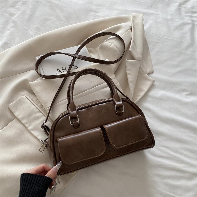 

Модная нишевая сумка-боулинг, женская новая трендовая сумка, на плечо, мессенджер коричневый