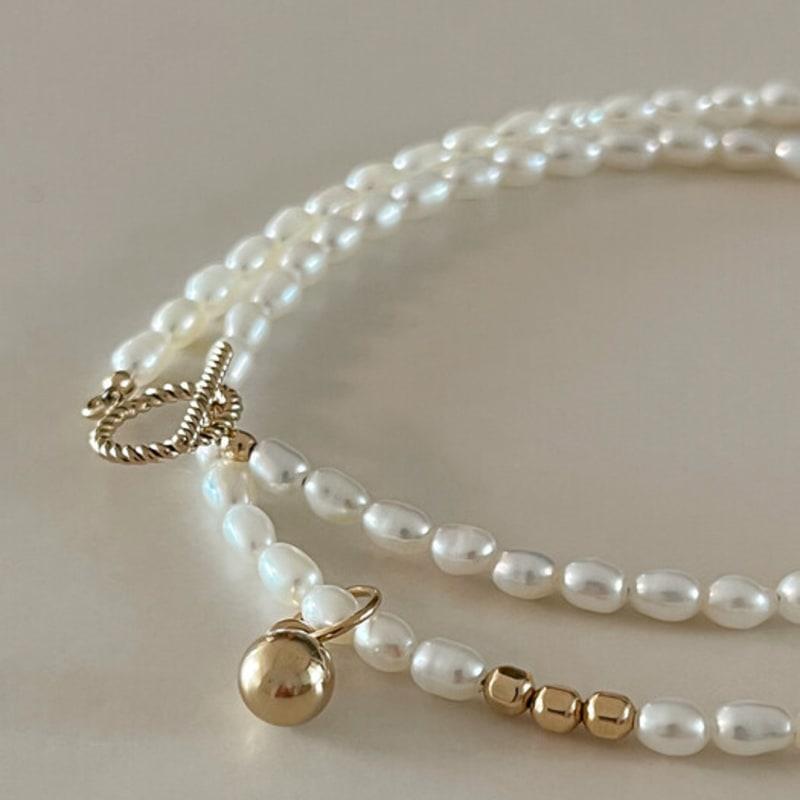 BettyU 14k Gold Filled Porcelain Freshwater Pearl Necklace