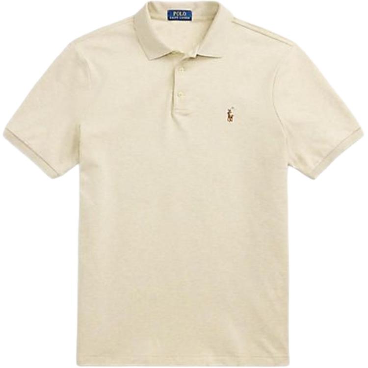 Polo Ralph Lauren Logo Slim Fit Embroidered Short Sleeve Polo Shirt Men tops Beige MNPOKNI1N823326-270