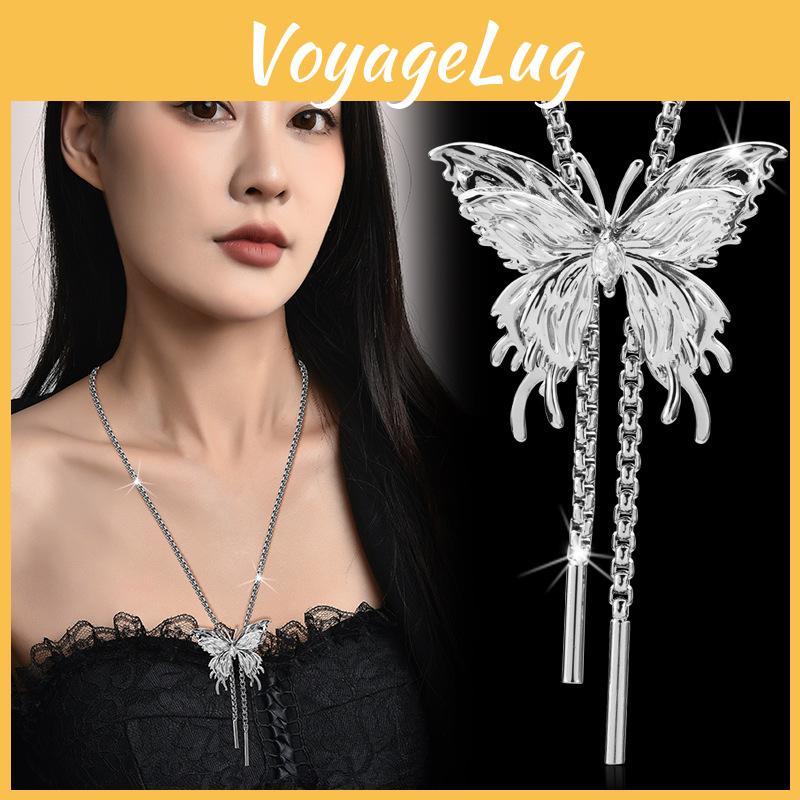 Stylish Butterfly Pull Necklace For Women In Luxurious Titanium Steel Design