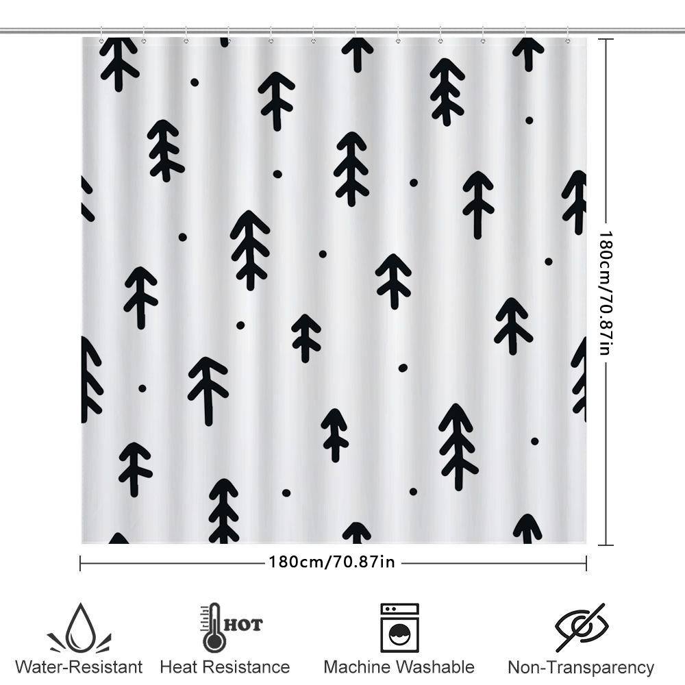 Modern Simple Black Arrow Shower Curtain Waterproof Bath Decoration Home Decor Bathroom Accessories White With Black Arrows Desi