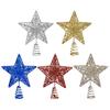 1pc Gold/Silver/Red/Blue Glitter Christmas Tree Topper Decoration Metal Star Xmas Ornament Happy New Year Decor Party Supply