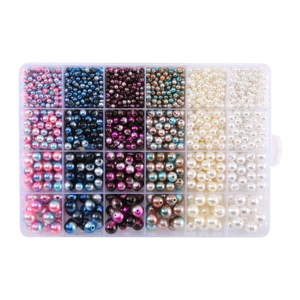 Gradient Pearls Beads Kit Rainbow ABS Pearl Beads Bracelet Making Kit for DIY Earrings Necklaces Bracelets Jewelry Making Craft