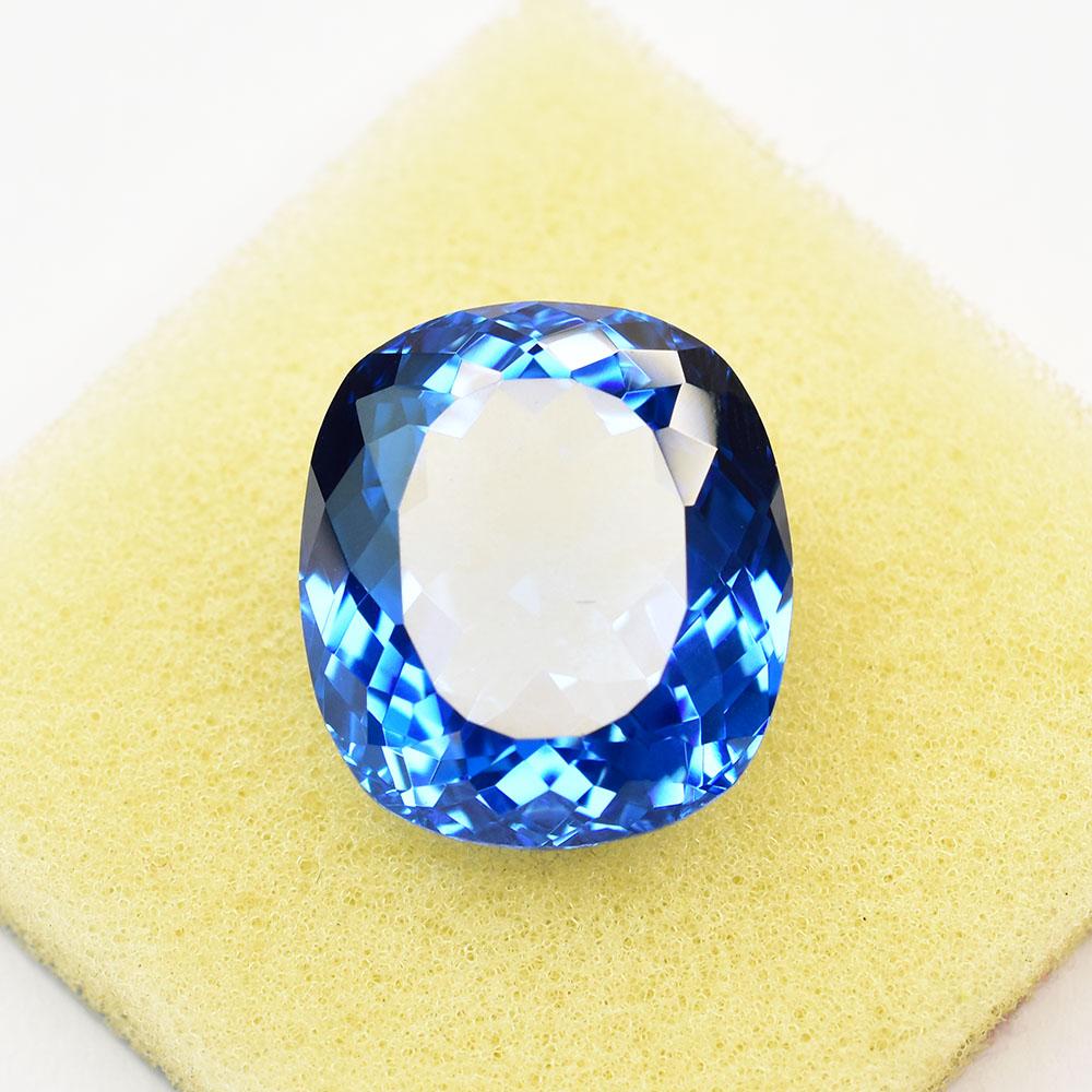 Lab-Created Blue Sapphire Loose Gemstone 55.85 Ct Cushion Cut September Birthday Birthstone