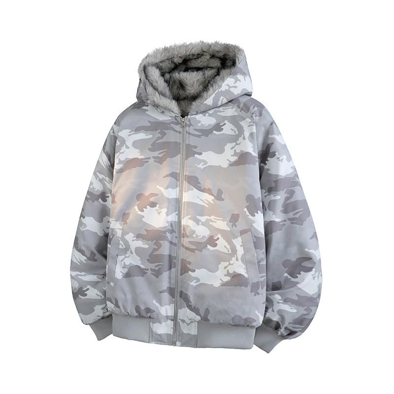 2026 Winter Sherpa Collar Parka Couples Warm Hooded Cotton Coat Trendy Jacket