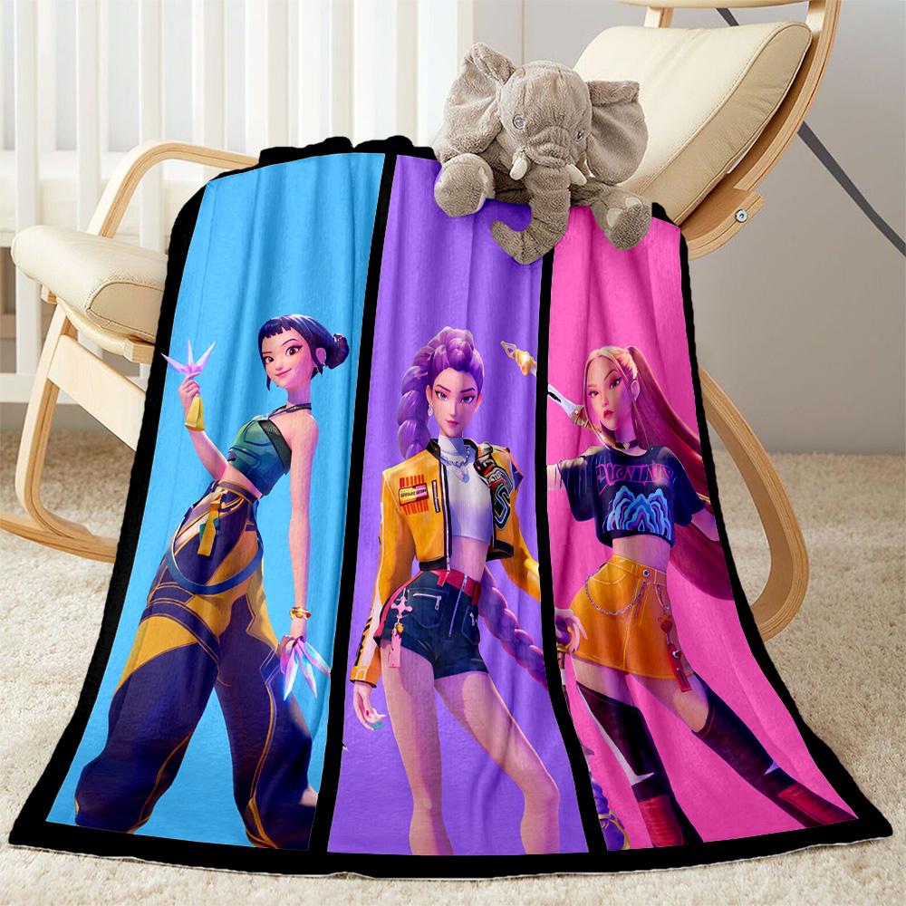 K-pop Demon Hunters Blanket Durable Comfort Suitable for Seaside Office Chair Chair All-Season Use Playful Design