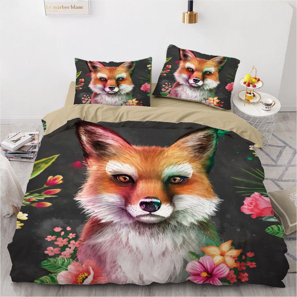 3D Animal Bedding Set Boys and Men Down Duvet Covers Pillowcases 2/3pcs, King Queen Double Bed Cover Gift