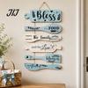 Distressed Kitchen Wall Art Rustic Wooden Hanging Sign for Decor, Cutlery Design Dining Room with Inspirational Family Slogan & Lanyard Farmhouse Home