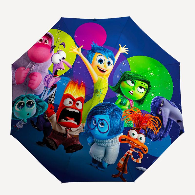 1pc Emotions,Inside Out Automatic Folding Umbrella: Compact 8-Bone Design Cartoon Outdoor Travel Companion, Business Umbrella, Christmas Val