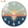 Sunset Ocean View Wall Clock, Serene Seascape Home Office Decor, Silent Quartz Movement Decorative Timekeeping Design