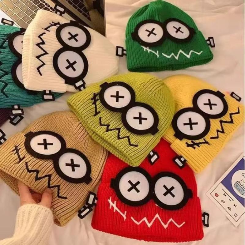 1PCS New Funny Knitted Hat for Women, Autumn and Winter Warmth Cute Big Eyed Cartoon Ear Protection Hat for Student Gifts