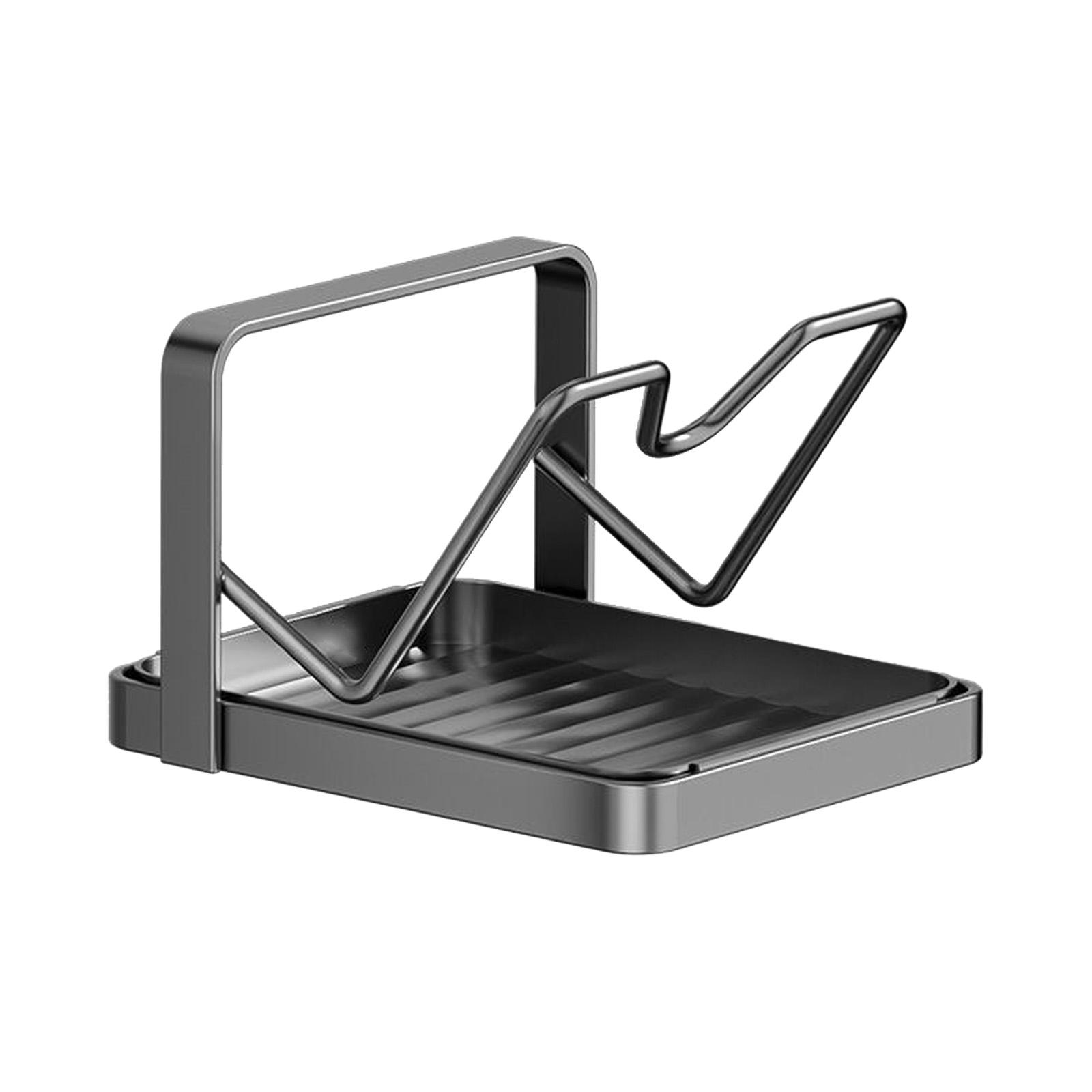 Multifunctional Pot Lid Holder While Cooking Kitchen Pot Lid Storage Rack with Spoon Rest for Kitchen Counter