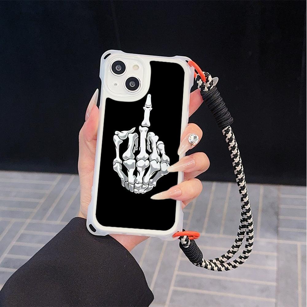 Ae80 Gesture Greeting Design Art Soft Phone Cases for iPhone 16 15 14 13 12 11 Pro Max 8 Plus XR with Wrist Strap Lanyard Corner Protection Back Cover