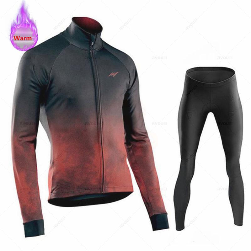 

2026 Morvelo Winter Cycling Jersey Sets Men Thermal Fleece Bicycle Clothing Road Bike Shirt MTB Uniform Ropa Ciclismo Warm Bib Pants 5XL