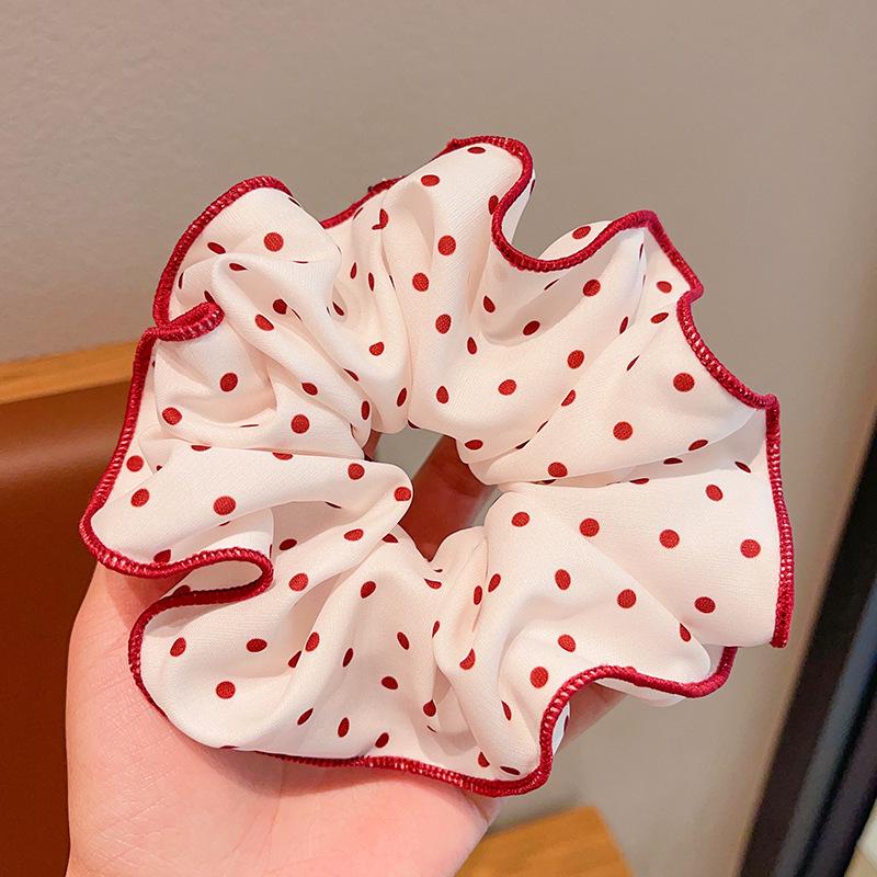 Red Sweet Polka Dot Ponytail Hair Tie - 2025 Large Intestine Bun High-Grade Headdress Accessory