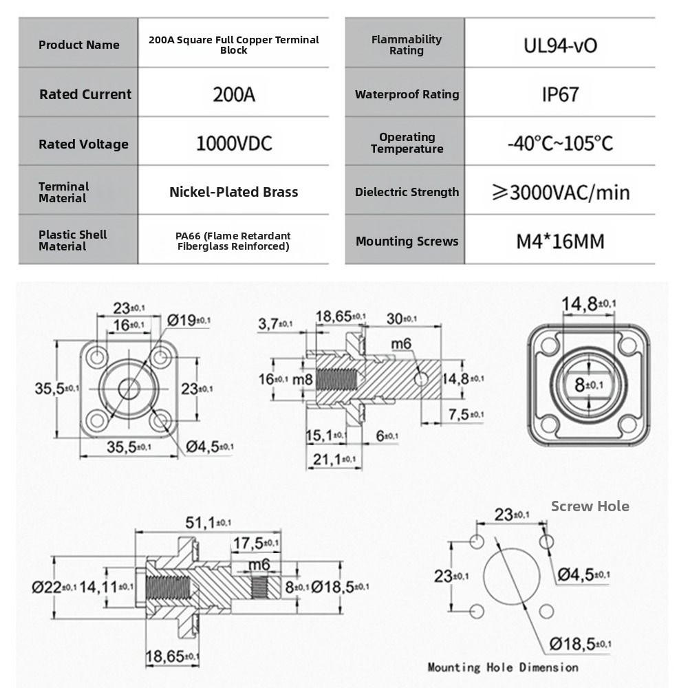2Pcs Energy Inverter Lithium Battery Terminal Block  Energy Storage System
