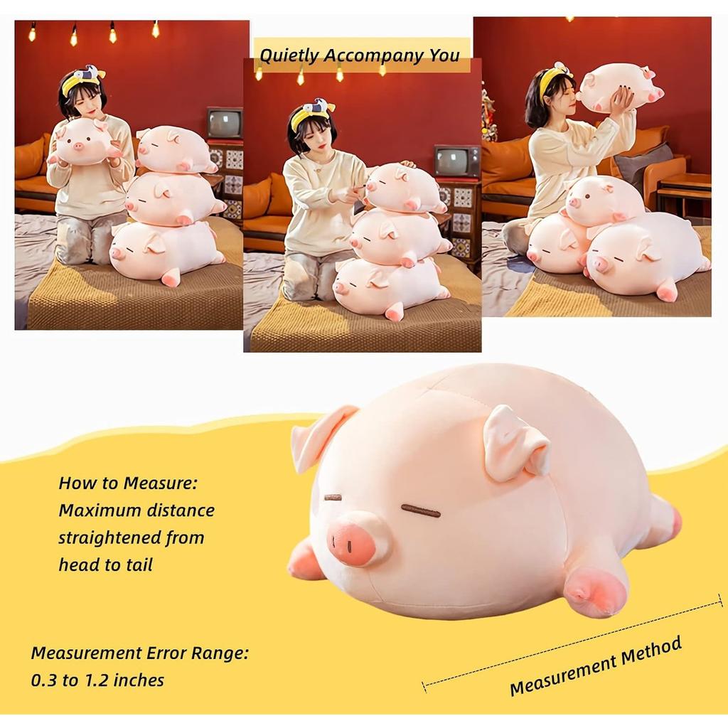 Pig Stuffed Animal Plush Pillow - 15.7'' Kawaii Soft Pig Hugging Pillow, Adorable Cuddle Plush Toy, for Kids, Girlfriend, or Adults
