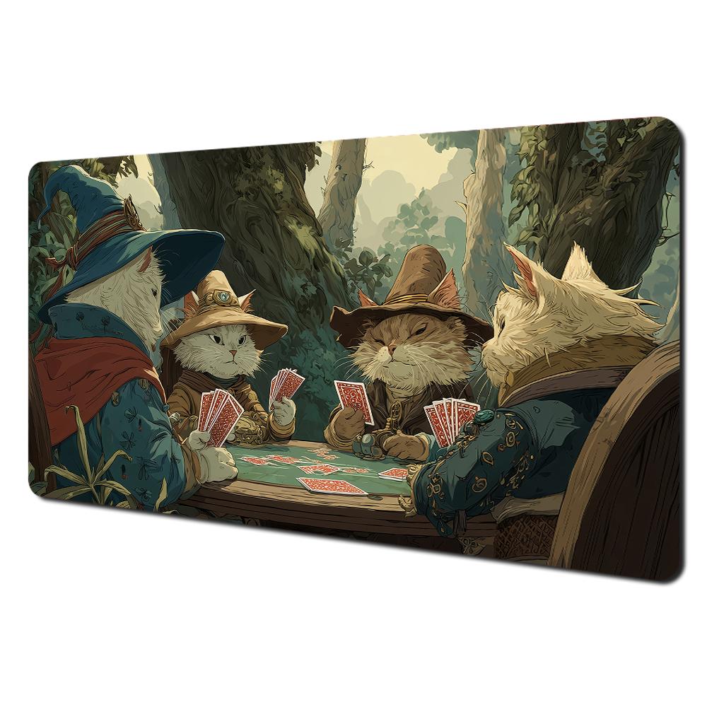 Magic Black Cat And Crystal Ball Mtg Playmat Magic Card Battle Mat 35x60cm Tapete Magic Mtg Nonslip Durable Stitched Edge