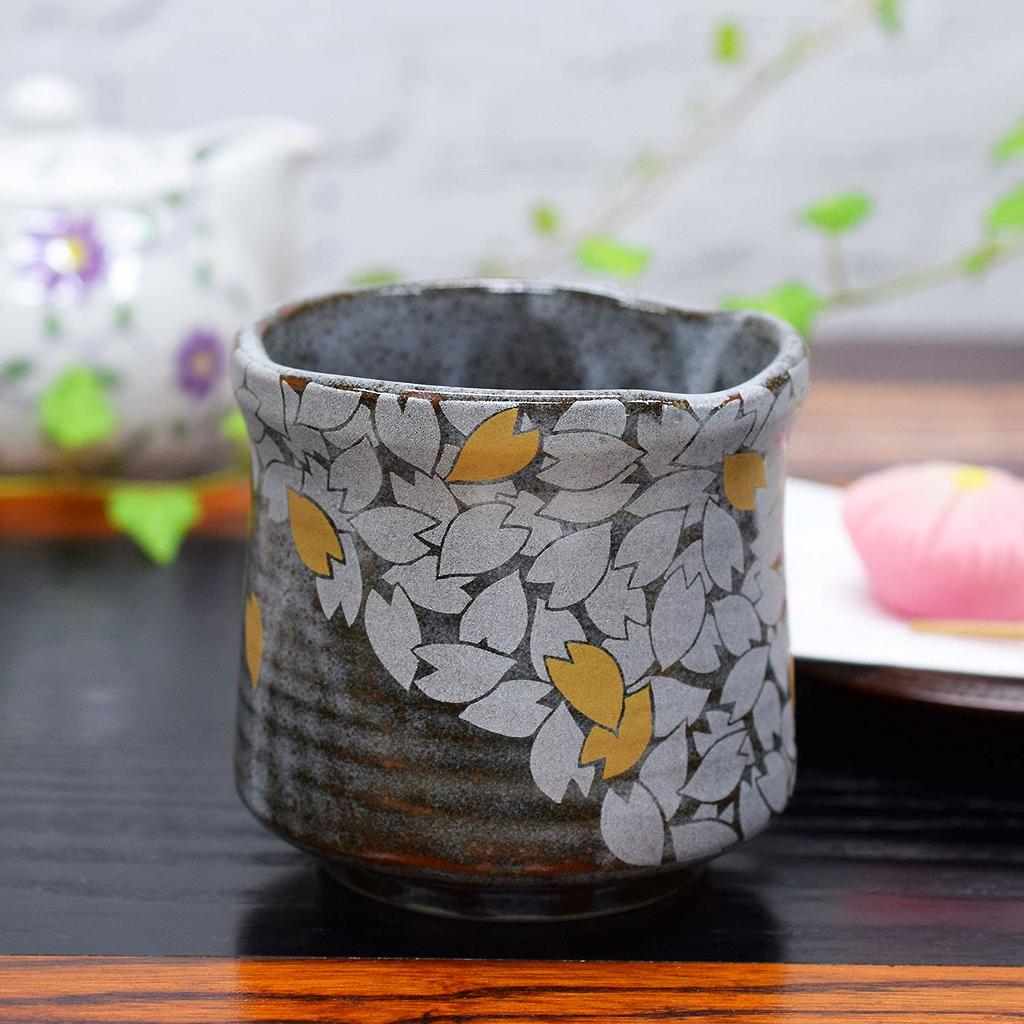 Large Kutani Ware Teacup with a Cherry Blossom Blizzard Ceramic Teacup and Brand Japanese Made In Design. Bowl. New. Tableware. Japan.