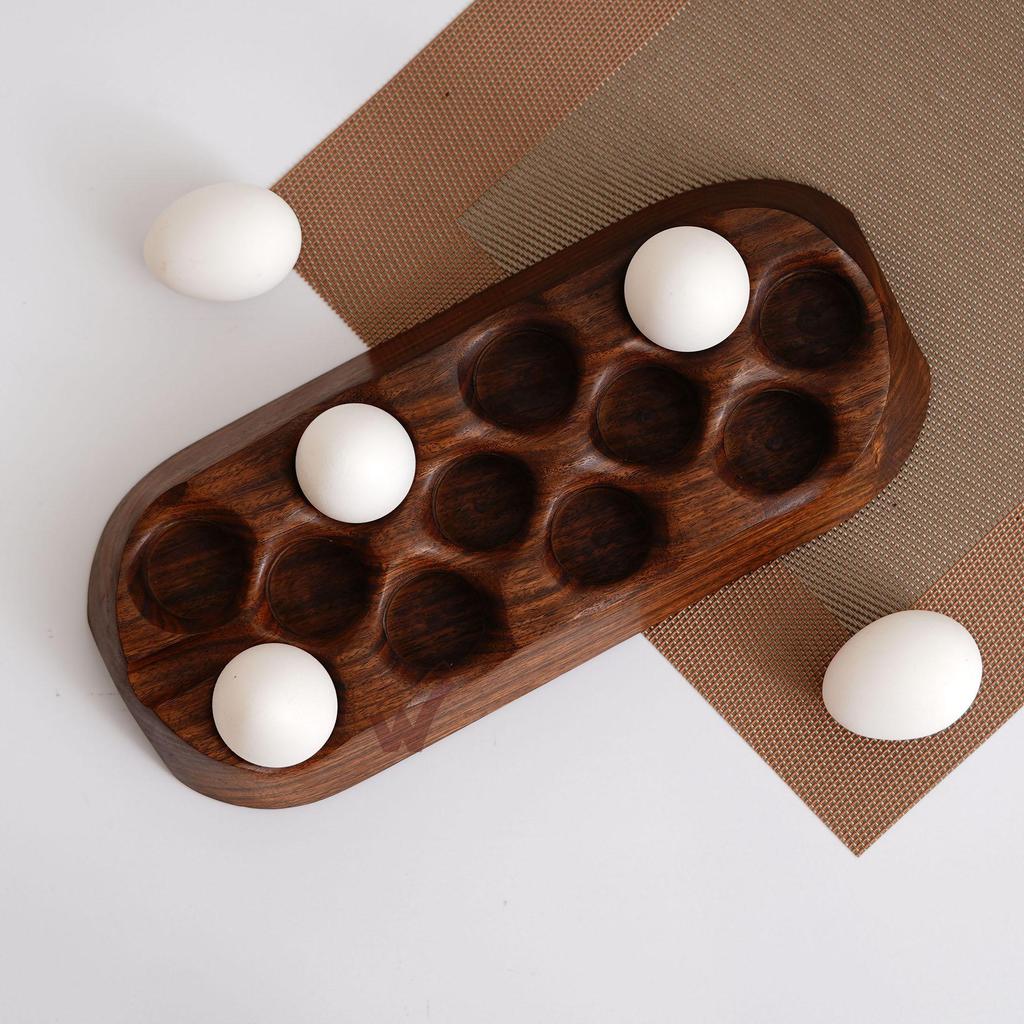 Bandeja de Ovos Ergonômica Feita à Mão Personalizada de Jacarandá Indiano Wrightwood - 12 Ovos