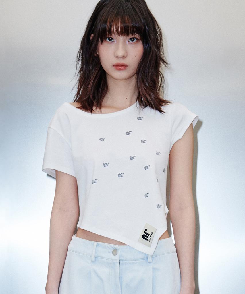 NILLRING T10.00 Unbalanced Short-Sleeved Print T-Shirt