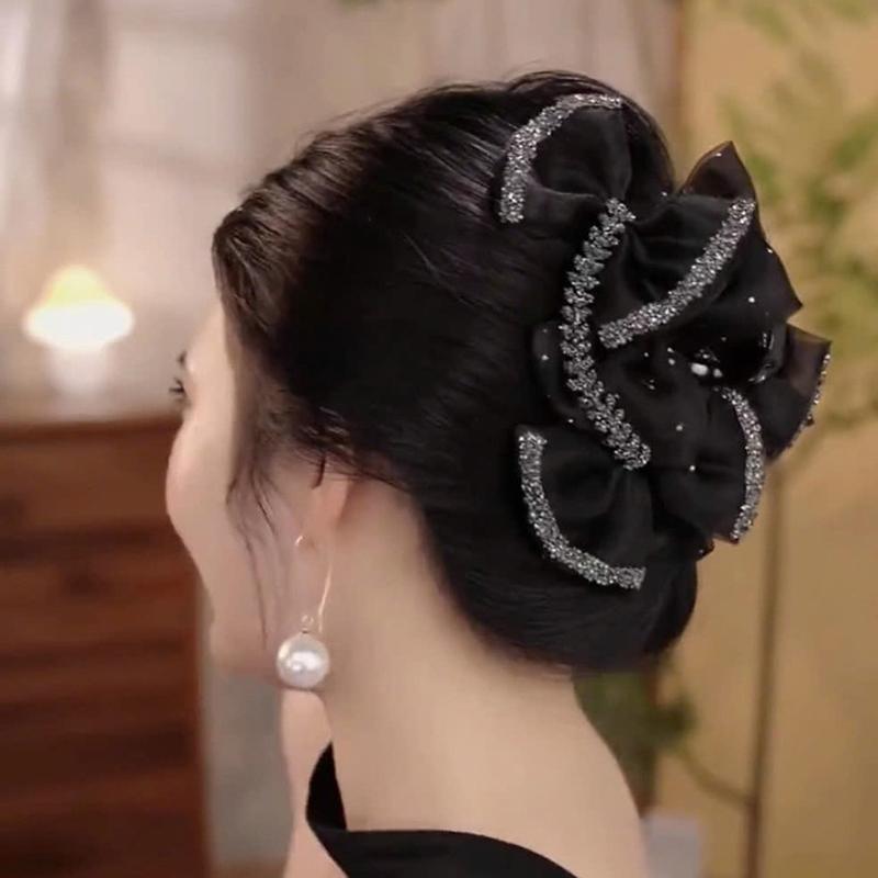 Exquisite Elegant Sweet Mesh Bow Hair Clip Women'S After Brain Hairpin Headwear Accessories Gifts