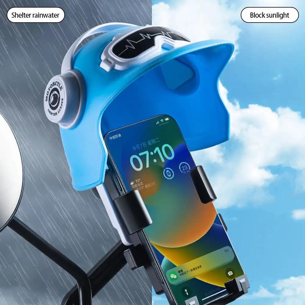 Small Helmet Rider Motorcycle Mobile Phone Holder and Electric Bicycle Navigation Mobile Phone Holder Waterproof Sunshade Helmet Communication 7