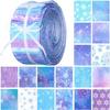 Ganeen 150 Pcs Winter Quilting Fabric Roll 2.56 Inch Snowflake Printed Fabric Squares Jelly Frozen Patchwork Strips for DIY Crafts Sewing Handmade