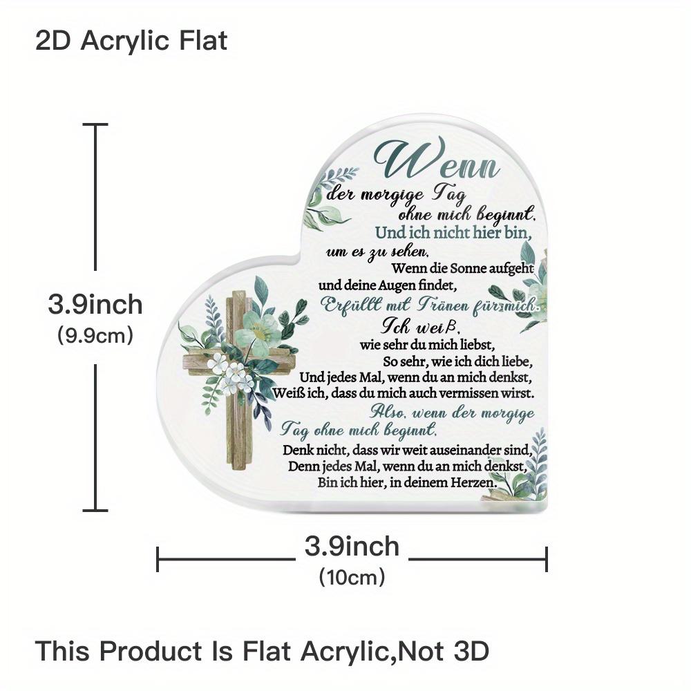 1pc German Heart-Shaped Acrylic Sign Table Decor, 'When Tomorrow Begins Without Me, And I'm Not Here To See It, ' Desktop Decoration