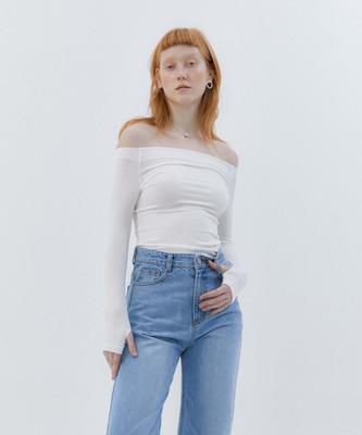 MODERNABLE Off-Shoulder Basic T-Shirt - White
