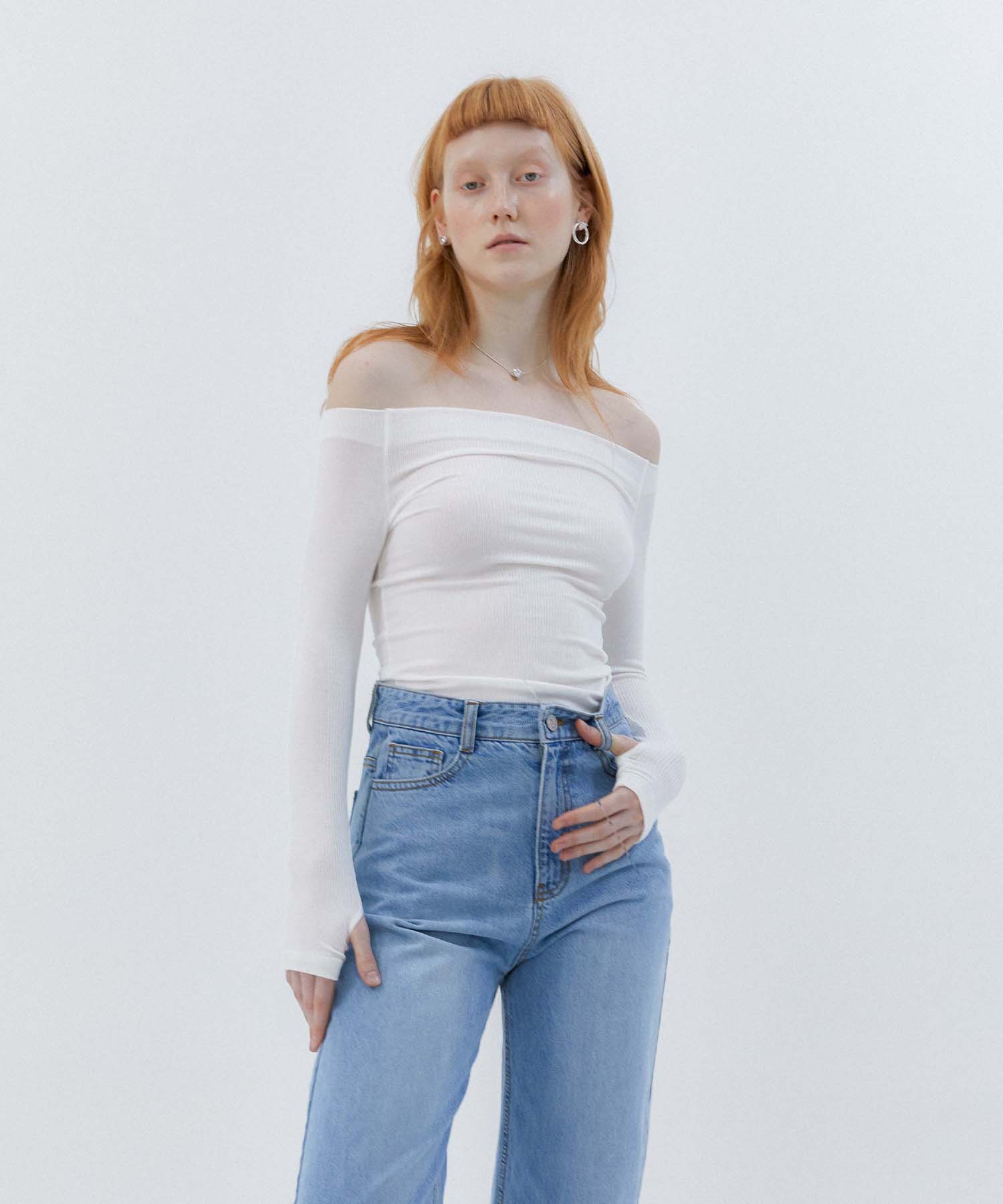 Modern Able Off-Shoulder Basic T-Shirt - White Free