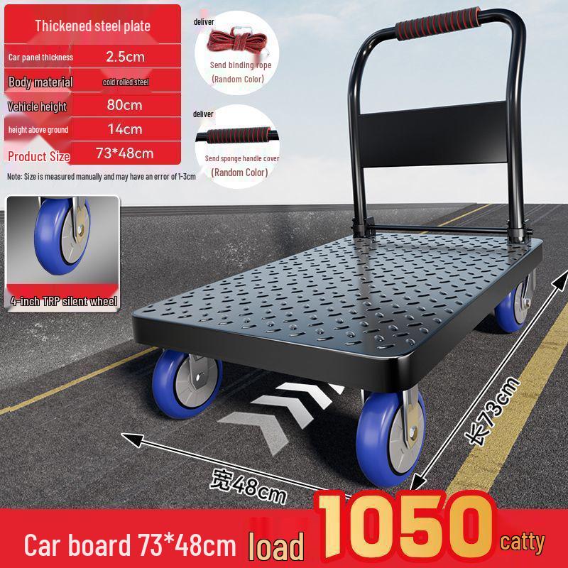 Foldable Steel Hand Truck: Portable Small Trolley for Transporting Goods