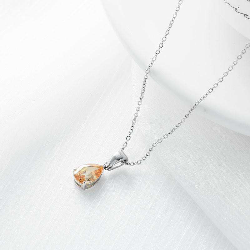 Versatile Personality and Temperament Zircon Necklace Simple Waterdrop Necklaces Fashion Age Reduction Colored Jewelry