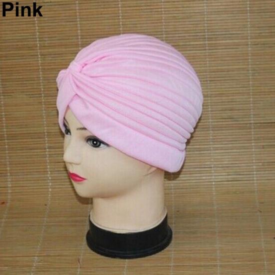 Women Stretchy Head Wrap Band Chemo Bandana Pleated Headwear Decor