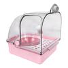 Bird Cage Accessory Feeder with Bowl, Transparent Parrot Bathtub Food Container, Indoor No Mess Shower Box for Parakeet Cockatiels