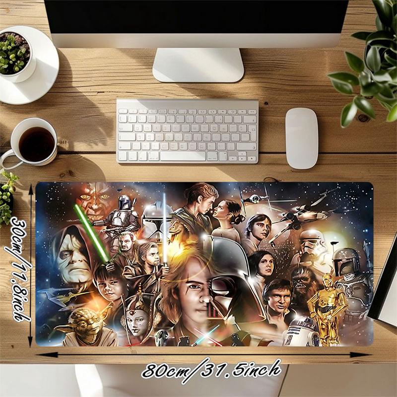 1Pc Star Wars Characters Collage Gaming Mouse Pad Keyboard Desk Mat Non-slip Rubber Lock Edge Waterproof Computer Mousepad for Office Home Decor S115